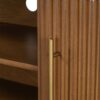 TV Stand With Vertical Slatted Doors And Sliding Panels, Solid Wood Legs - Brown - Image 14