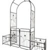 Metal Garden Arch With Gate Wide High Climbing Plants Support Rose Arch Outdoor - Black - Image 10