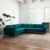 Amber - Velvet Corner Sectional Sofa - Teal - Image 9