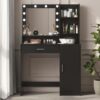 Vanity Desk With Mirror & Light, Large Drawer Three Level Storage Dresser, 3 Lighting Modes Adjustable Brightness, Bedroom Dressing Table - Black - Image 2