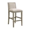 Bar Stools (Set of 2), Rubber Wood Frame, Retro Bar Chairs Suitable For Kitchen Island - Beige / Gray - Image 4