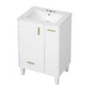 Solid Wood And 24" Bathroom Vanity With Sink, Deep Drawer, Door Shelf, 2 Tier Basket - White - Image 14