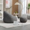 Bedding Bean Bag Sofa Chair High Pressure Foam Bean Bag Chair Adult Material With Padded Foam Padding Compressed Bean Bag With Footrest - Gray - Image 3