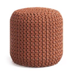 Wynne - Round Knitted Outdoor / Indoor Pouf - Orange
