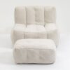 Fluffy Bean Bag Chair, Comfortable Bean Bag For Adults And Children, Super Soft Lazy Sofa Chair With Memory Foam And Ottoman, Indoor Modern Focus Bean Bag Chair For Living Room, Bedroom, Apartment - White - Image 24