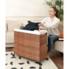 Laundry Hamper With Lid PE Rattan Powder Coating Frame Clothes Hampers With 2 Removable Bags, Wheels, 160L - Brown - Image 41