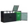 Garbage Bin Shed Stores 3 Trash Cans Metal Outdoor Bin Shed For Garbage Storage, Stainless Galvanized Steel, Bin Shed For Garden Yard Lawn W540S00009 - Charcoal - Image 5