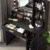 Vanity Desk With Mirror & Light, Large Drawer Three Level Storage Dresser, 3 Lighting Modes Adjustable Brightness, Bedroom Dressing Table - Black - Image 5