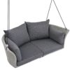 2 Person Hanging Seat, Rattan Woven Swing Chair, Porch Swing With Ropes - Gray / Cushion - Image 8