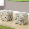 Pouf, Footrest, Foot Stool, Transitional (Set of 2) - Beige - Image 2