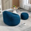 Bedding Bean Bag Sofa Chair High Pressure Foam Bean Bag Chair Adult Material With Padded Foam Padding Compressed Bean Bag With Footrest - Blue - Image 3