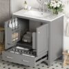 Bathroom Vanity With Single Sink, Combo Cabinet Undermount Sink, Bathroom Storage Cabinet With Two Doors And A Drawer, Soft Closing, Multifunctional Storage, Solid Wood Frame - Gray - Image 27