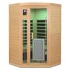 Low Emf Front Door With Heating Panel 2 Persons Hemlock Far Infrared Corner Indoor Sauna Room - Natural - Image 4