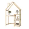 House-Shaped Wooden Writing Desk, Kids Study Table, Bookshelf & Toy Storage - Natural - Image 8