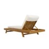 Acacia Wood Lounge Chaise Set With Headrest And Water Resistant Cushions - Beige - Image 10