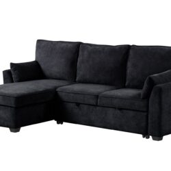 Ember - Sleeper Sectional With Reversible Storage Chaise, USB Charging Ports, And Cupholders - Black