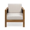Outdoor 4 Seater Acacia Wood Chat Set With Wicker Accents And Cushions - Teak / Mixed Brown / Beige - Image 12