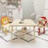 Kids Table And 2 Chairs Set, 3 Pieces Toddler Table And Chair Set, Wooden Activity Play Table Set (Lion&Monkey) - Natural - Image 11