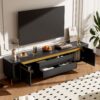 TV Stand For TVs Up To 80", TV Cabinet With 4 Drawers And 2 Spacious Cabinets, 5 Metal Legs For Living Room - Black - Image 2