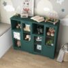 Modern Painted Cabinet With Glass Doors And Drawer - Green - Image 9