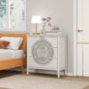 3 Drawer Cabinet With Hollow Carved 3 Drawer Dresser Storage Chest With Metal Handles For Entryway Living Room Bedroom - Beige - Image 4