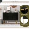 Modern Simple & Luxury Style Sideboard Particle Board & Board Cabinet With Gold Metal Legs & Handles, Adjustable Shelves For Living Room, Dining Room - Black - Image 5