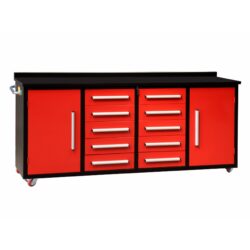 Storage Cabinets With Workbench (10 Drawers & 2 Cabinets) - Red