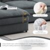 Chenille Modular Sectional Sofa, U Shaped Cloud Couch Set With Double Cushions, 6 Seat Sleeper Sofa Bed With Ottomans, Oversized Indoor Furniture - Dark Gray - Image 15