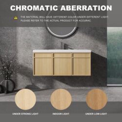 Original Wall Mounted Bathroom Vanity With Resin Sink And 3 Soft Closing Doors Plywood - Oak