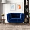 Addison - Velvet Lounge Chair - Dark Blue - Image 8