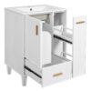 Solid Wood And 24" Bathroom Vanity With Sink, Deep Drawer, Door Shelf, 2 Tier Basket - White - Image 12