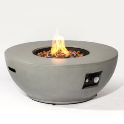36" Propane Gas Fire Pit Table, 50000 Btu Round Steel Fire Pit With Tank Holder For Outside Patio Deck Garden Backyard - Gray