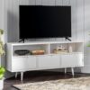 Mid-Century Modern Minimalist 3 Drawer Corner TV Stand For TVs Up To 58 - White - Image 5