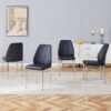 (Set of 8) Comfort Dining Chairs With Extended Backrest And Metal Legs - Black - Image 3