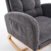 Accent Rocking Chair With Footrest High Back Rubber Wood Rocking Legs Bedroom Living Space - Gray - Image 6