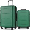 Expanable Spinner Wheel 2 Piece Luggage Set ABS Lightweight Suitcase With Tsa Lock 20" / 28" - Green - Image 2