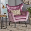 Alyssa - Upholstered Arm Chair With Wingback Design - Lavender - Image 4