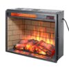 23" Infrared Quartz Heater Fireplace Insert -Woodlog Version With Brick - Antique Black - Image 7