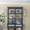 4 Tiered Wooden Shelf With Two Drawers, Farmhouse Wood Bookcase Display Storage Shelf Etageres - Antique Navy Blue - Image 11