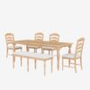 Topmax - 6 Piece Vintage Traditional Extendable Dining Table Set With Removable Leaf, Upholstered Dining Bench And 4 Chairs For 6 - Natural - Image 7