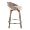Cassis - Mid-Century Modern Fixed Height Counter Stool With Swivel With Round Footrest (Set of 2) - Light Gray / Cream - Image 3