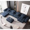 Modern Oversized Modular Sectional Sofa, Sparkling Chenille Fabric Soft Cushion Sofa With 8 Pillows, 8 Pieces Diy Combination Tufted Sofa, No Assembly Required - Blue - Image 8