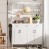 Minimalist 4 Door Shoe Cabinet With Coat Rack, Spacious Top, 3 Drawers, 8 Shelves, Metal Hooks And Handles For Hallway - White - Image 4