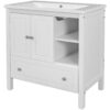 Bathroom Vanity With Sink, Bathroom Storage Cabinet With Doors And Drawers, Solid Wood Frame, Ceramic Sink - White - Image 21