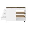 Multi-Functional Storage Island Movable Storage Cabinet Island Vanity Dresser With 3 Side Storage Drawer, A Reversible Top Storage Space And 2 Glass Display Shelves - White - Image 12