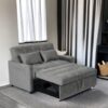 3 In 1 Convertible Sleeper Sofa Bed, Modern Fabric Loveseat Futon Sofa Couch With Pullout Bed, Small Love Seat Lounge Sofa With Reclining Backrest, Furniture For Living Room - Gray - Image 6