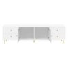 Modern TV Stand For TVs Up To 75", Entertainment Center With Glass Door, 4 Drawers And 2 Cabinets, 5 Metal Legs And Metal Handles For Living Room - White - Image 11