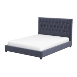 Donald - Mid-Century Modern Velvet Platform Bed King - Gray