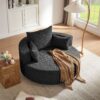 360 Degree Swivel Accent Barrel Chair With Removable Pillows - Black - Image 2