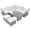 Outdoor Furniture Set Patio Rattan Furniture Set With An Adjustable Table, Recliners With Extendable Side Tables, And 2 Ottomans For Patio, Lawn, Backyard, Pool - Beige - Image 21